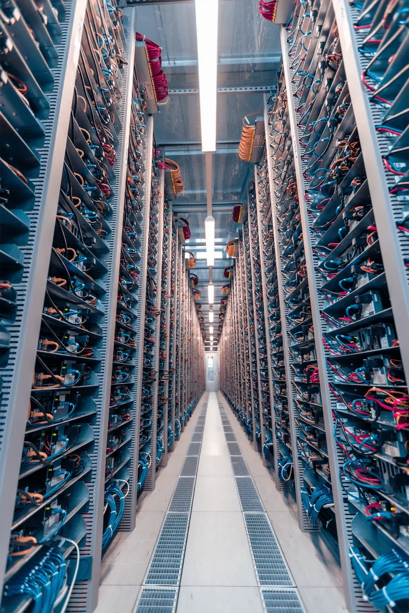 Server aisle at Hetzner's Falkenstein campus